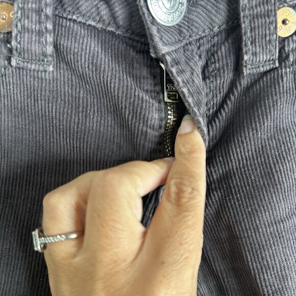 RARE Vintage True Religion Joey Big T Brown Corduroy Cropped Raw Hem Women’s 32 - Picture 3 of 16